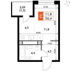 Квартира 26,2 м², студия - изображение 2