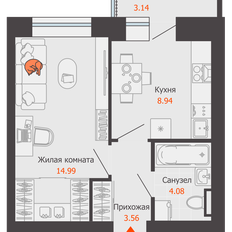 Квартира 33 м², 1-комнатная - изображение 2