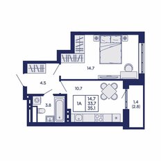 Квартира 35,1 м², 1-комнатная - изображение 3