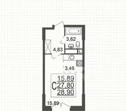 Квартира 28 м², студия - изображение 1
