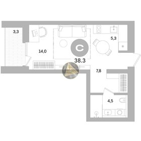 Квартира 38,3 м², студия - изображение 1