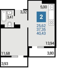 Квартира 40,4 м², 2-комнатная - изображение 1