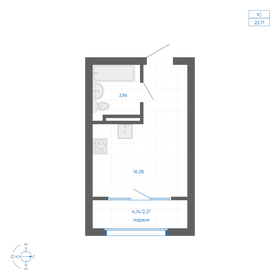 Квартира 22,7 м², студия - изображение 1