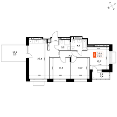 Квартира 76,4 м², 3-комнатная - изображение 2