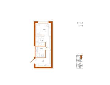 Квартира 24,5 м², студия - изображение 1