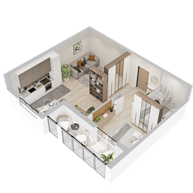 Квартира 48,7 м², 1-комнатная - изображение 1