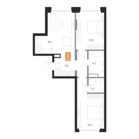 Квартира 66,2 м², 2-комнатная - изображение 1