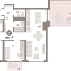 Квартира 97,5 м², 2-комнатная - изображение 3