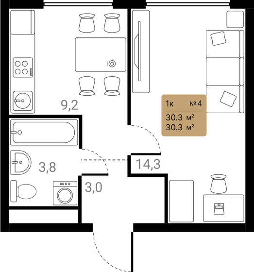30 м², 1-комнатная квартира 10 942 548 ₽ - изображение 14