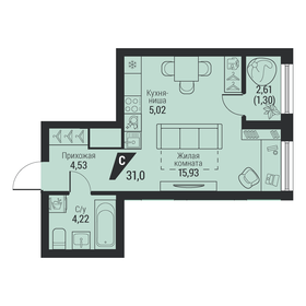 Квартира 31 м², 1-комнатная - изображение 1