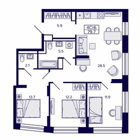 Квартира 79,7 м², 4-комнатная - изображение 1