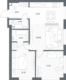 Квартира 65,4 м², 2-комнатная - изображение 2