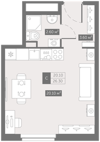 Квартира 26,3 м², студия - изображение 1