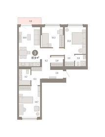 Квартира 87,9 м², 3-комнатная - изображение 1