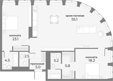 Квартира 119,4 м², 3-комнатные - изображение 1