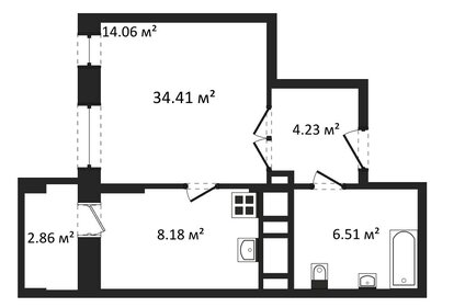 Квартира 34,4 м², 1-комнатная - изображение 1
