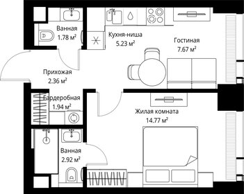 Квартира 36,7 м², 1-комнатная - изображение 2