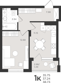 Квартира 37,2 м², 1-комнатная - изображение 1