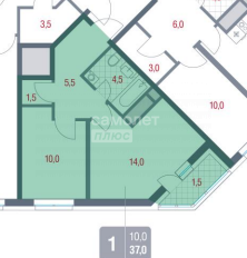 Квартира 35 м², 1-комнатная - изображение 2