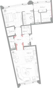 Квартира 103 м², 1-комнатная - изображение 1