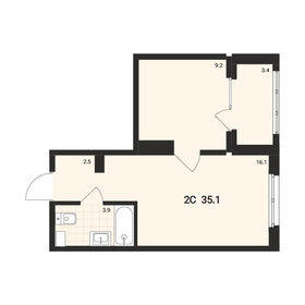 Квартира 35,1 м², 2-комнатная - изображение 1