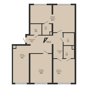 Квартира 124,3 м², 3-комнатная - изображение 2