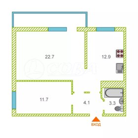 Квартира 53,4 м², 2-комнатная - изображение 1