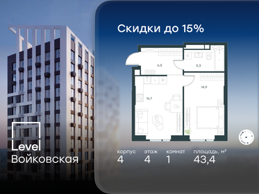 Квартира 43,4 м², 1-комнатная - изображение 1