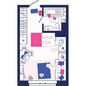 Квартира 23,9 м², студия - изображение 1