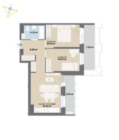 Квартира 62,9 м², 2-комнатная - изображение 1