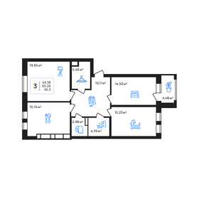 Квартира 95,3 м², 3-комнатная - изображение 1