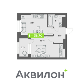 Квартира 38,7 м², 1-комнатная - изображение 1