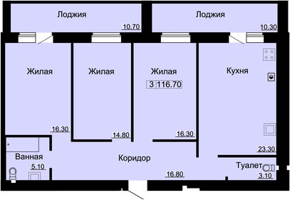 Квартира 116,7 м², 3-комнатная - изображение 1