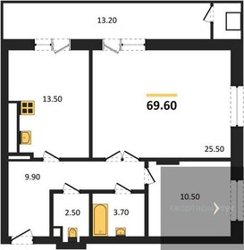 Квартира 69,6 м², 2-комнатная - изображение 1