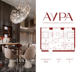 Квартира 64,8 м², 2-комнатная - изображение 1