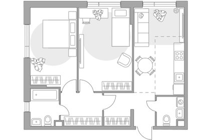 Квартира 62,3 м², 2-комнатная - изображение 1