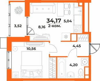 Квартира 34,2 м², 2-комнатная - изображение 1