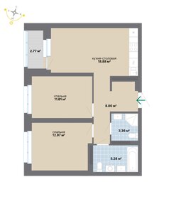 Квартира 63,9 м², 2-комнатная - изображение 2