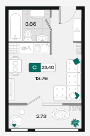 Квартира 23,4 м², студия - изображение 1