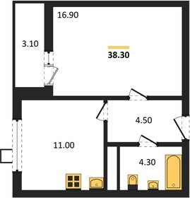 Квартира 38,3 м², 1-комнатная - изображение 1