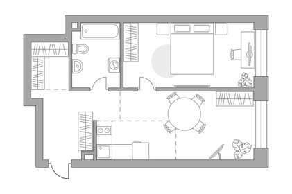 Квартира 58,3 м², 1-комнатная - изображение 1