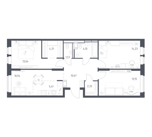 Квартира 79,7 м², 3-комнатная - изображение 1