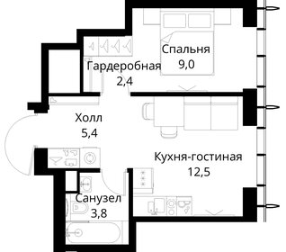 Квартира 33,1 м², 1-комнатная - изображение 2