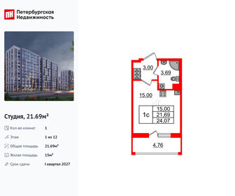 Квартира 21,7 м², студия - изображение 1