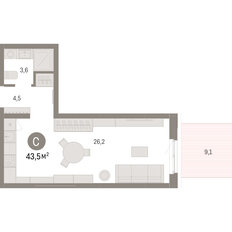 Квартира 43,5 м², студия - изображение 2