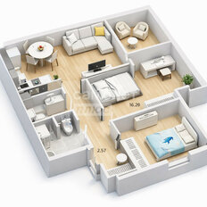 Квартира 56,8 м², 2-комнатная - изображение 2