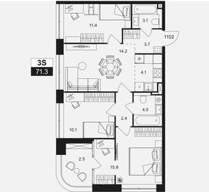 Квартира 71,3 м², 3-комнатная - изображение 1