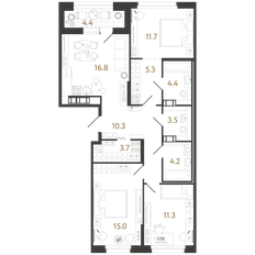 Квартира 86,2 м², 3-комнатная - изображение 2