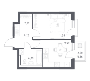 Квартира 32,5 м², 1-комнатная - изображение 1