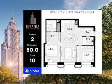 Квартира 80 м², 2-комнатная - изображение 1